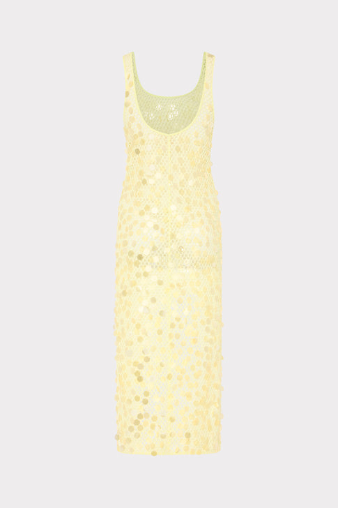 Yellow Pailette Crochet Cover-Up - Back View | MILLY