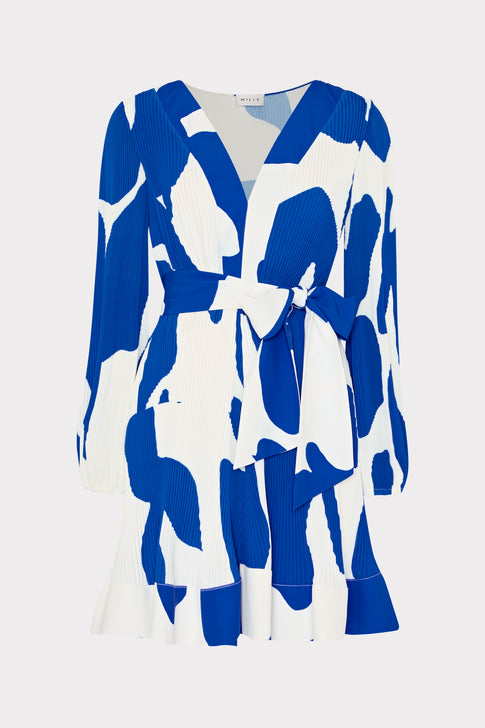 Liv Grand Foliage Pleated Dress Blue/White Image 1 of 4