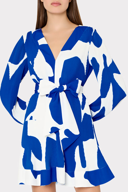 Liv Grand Foliage Pleated Dress Blue/White Image 3 of 4