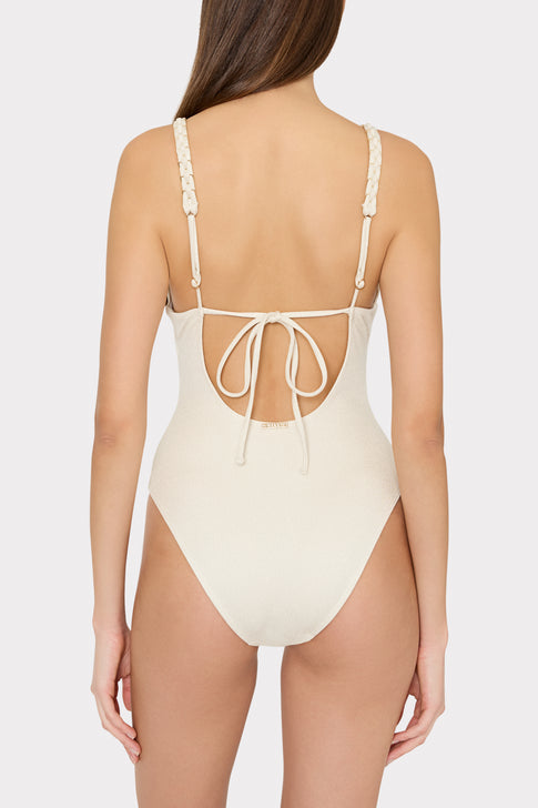 Shimmer Texture Braided One Piece Tan Image 3 of 4