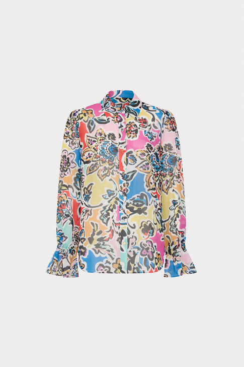 Lacey Rainbow Oasis Blouse Black Multi Image 1 of 4