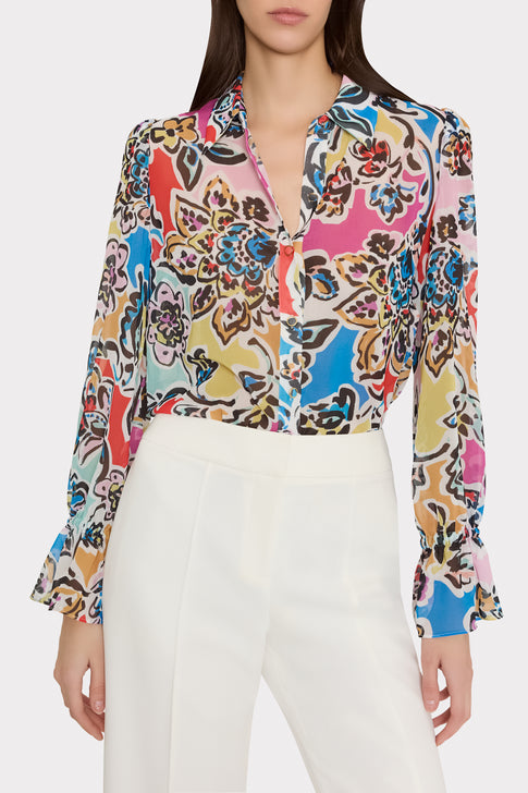 Lacey Rainbow Oasis Blouse Black Multi Image 3 of 4