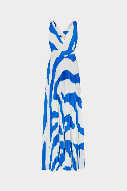 Oria Print Pleated Dress Capri/Ecru Image 1 of 4