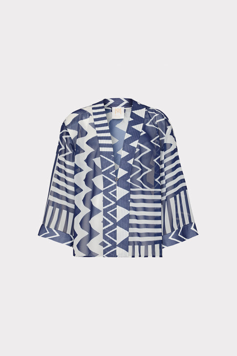 Patchwork Chevron Top Blue/White Image 1 of 5