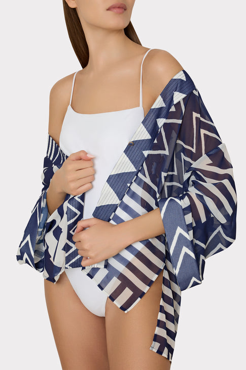 Patchwork Chevron Top Blue/White Image 4 of 5