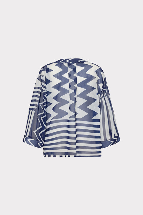 Patchwork Chevron Top Blue/White Image 5 of 5