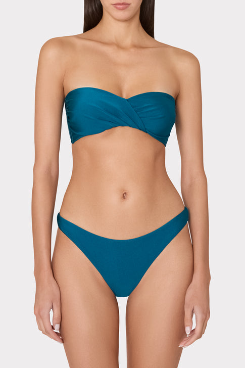 Margot Gloss Bikini Bottom Dark Teal Image 2 of 5