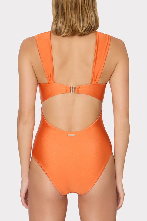 Orange Elegant Swimsuit with Cut-Out Design - Back Detail View | MILLY