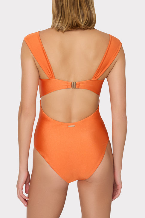 Orange One Piece with Sophisticated Cut-Out Back - Rear Detail | MILLY