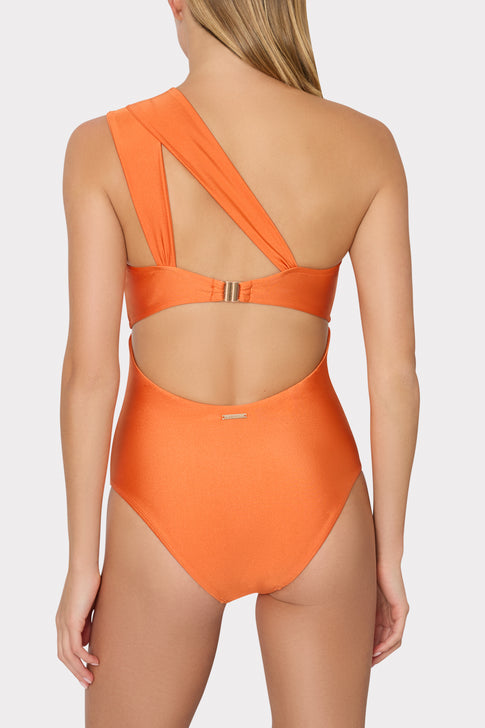 Orange Swimsuit with Unique Cutout Back Design - Rear View | MILLY