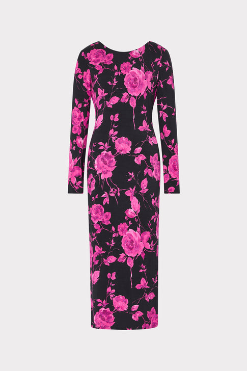 Amarilla Rose Jersey Midi Dress Black/Pink Image 1 of 4