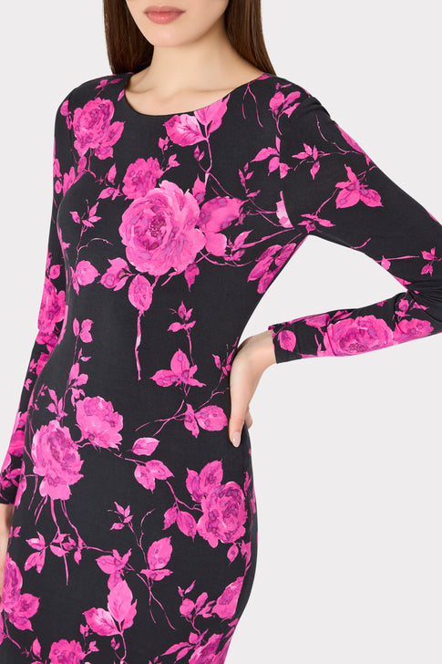Amarilla Rose Jersey Midi Dress Black/Pink Image 3 of 4