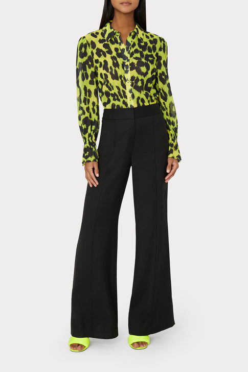 Lacey Cheetah Print Blouse Green Cheetah Image 2 of 4