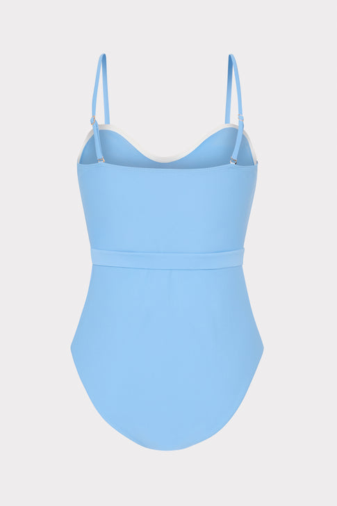Blue Designer Swimsuit with Adjustable Straps - Front View | MILLY