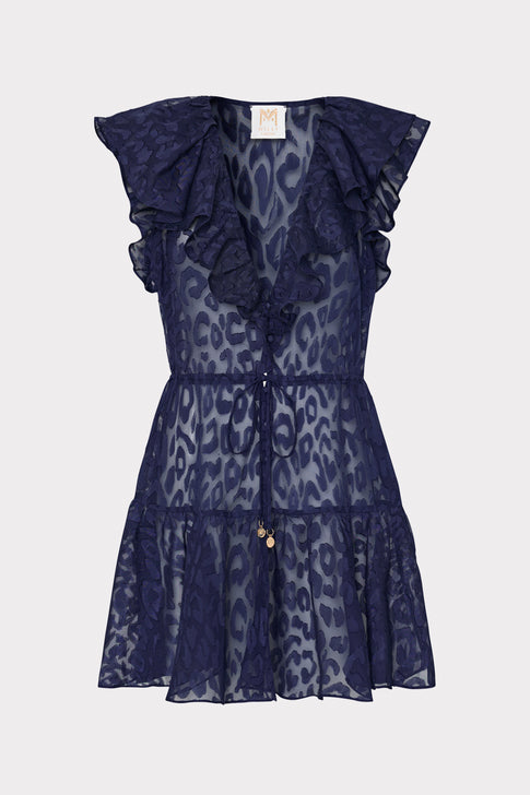 Dana Leopard Texture Cover-Up Dress Navy Image 1 of 4