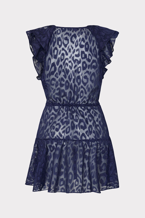 Dana Leopard Texture Cover-Up Dress Navy Image 4 of 4