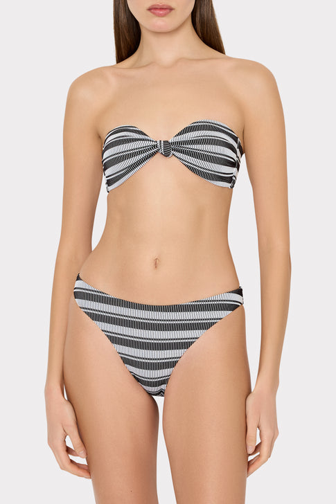 Margot Stripe Bikini Bottom Black/White Image 2 of 4