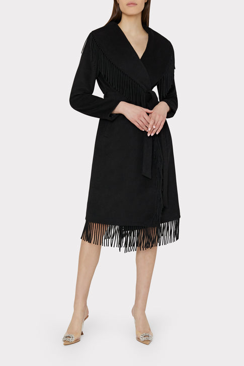 Fringe Wool Coat Black Image 2 of 5