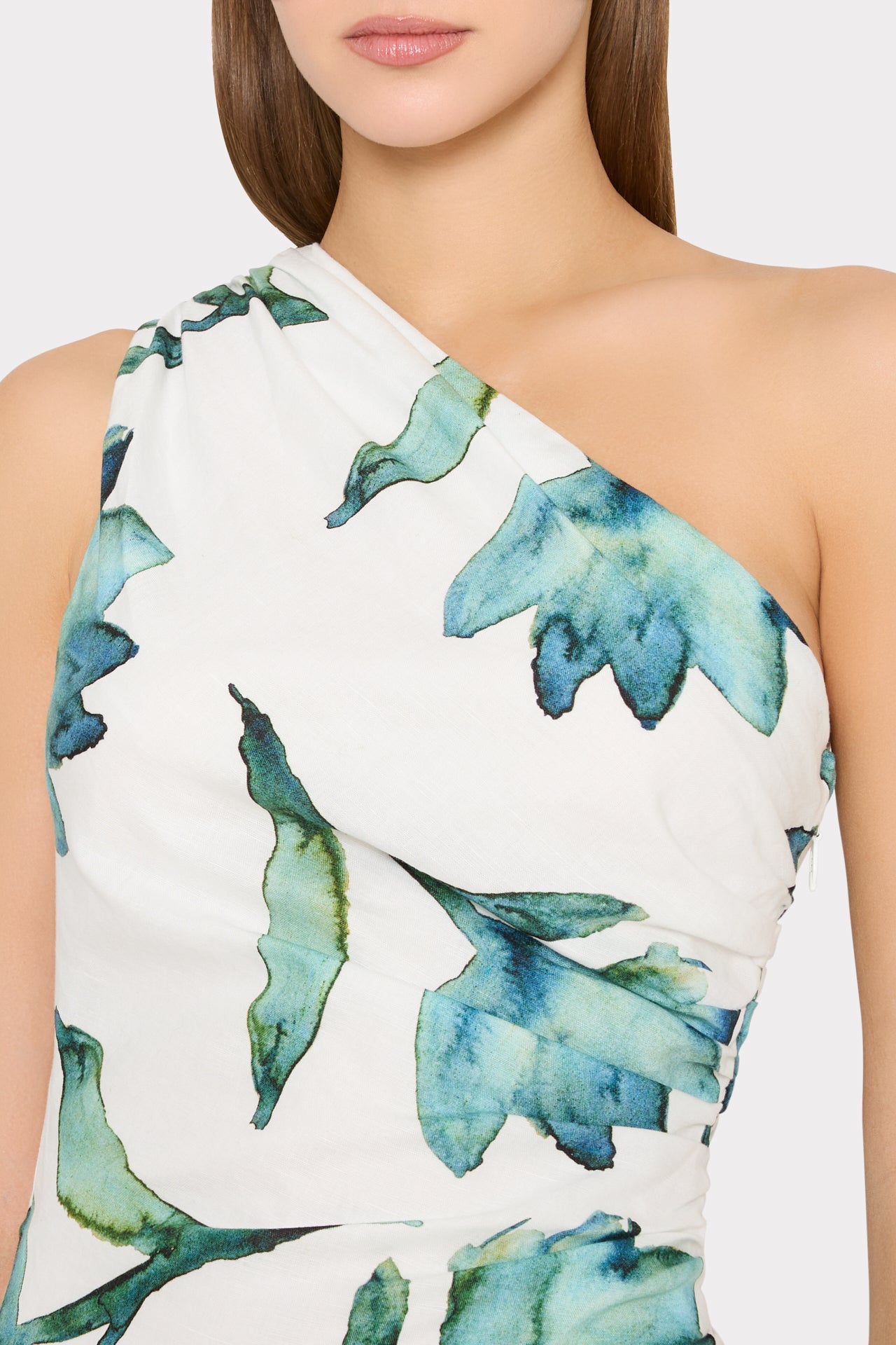 Leah Printed Midi Dress in White/Blue Leah Printed Midi Dress in White/Blue