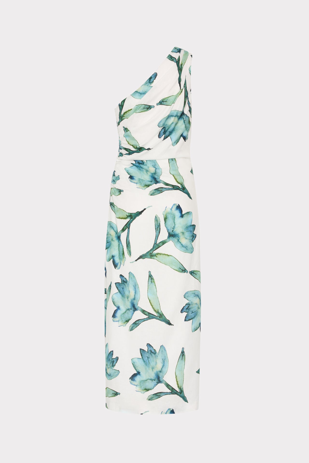 Leah Printed Midi Dress in White/Blue | MILLY Leah Printed Midi Dress in White/Blue | MILLY