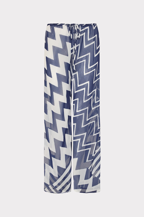 Patchwork Chevron Track Pant Blue/White Image 1 of 4