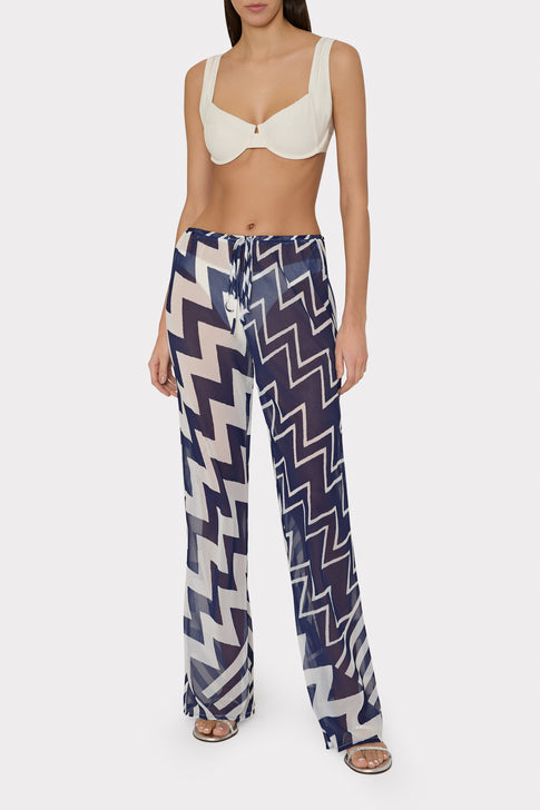Patchwork Chevron Track Pant Blue/White Image 2 of 4