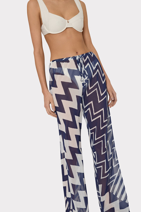 Patchwork Chevron Track Pant Blue/White Image 3 of 4