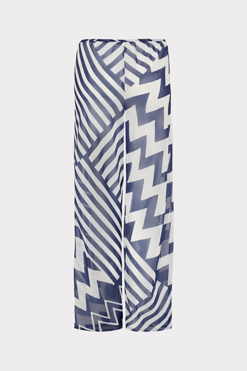 Patchwork Chevron Track Pant Blue/White Image 4 of 4