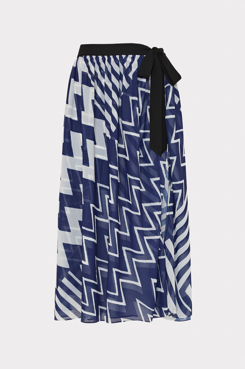 Convertible Patchwork Chevron Skirt Blue/White Image 1 of 4
