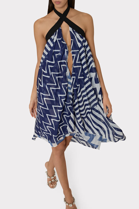 Convertible Patchwork Chevron Skirt Blue/White Image 3 of 4