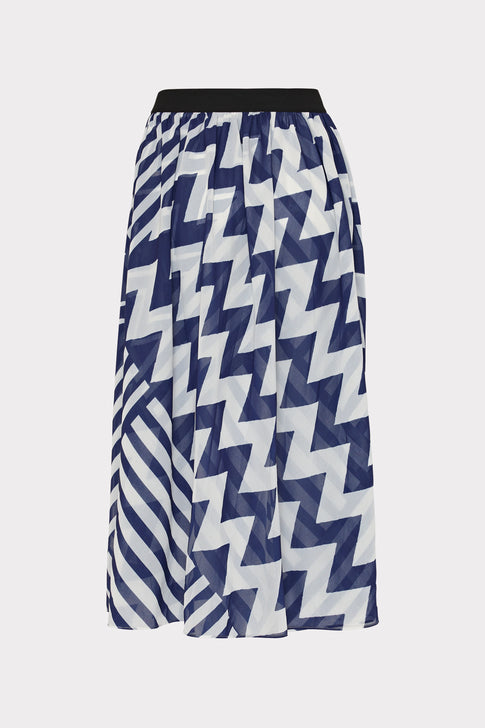 Convertible Patchwork Chevron Skirt Blue/White Image 4 of 4