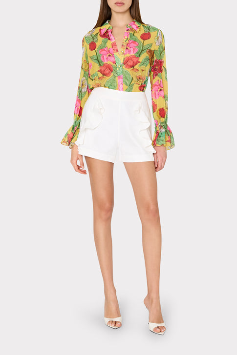 Lacey Tulip Rosette Blouse Yellow Multi Image 2 of 4