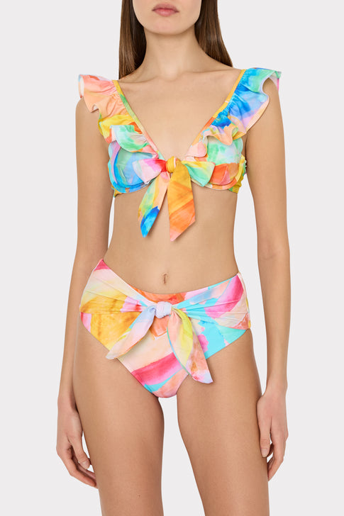 Watercolor Paint Stroke Ruffle Bikini Top Multi Image 2 of 4