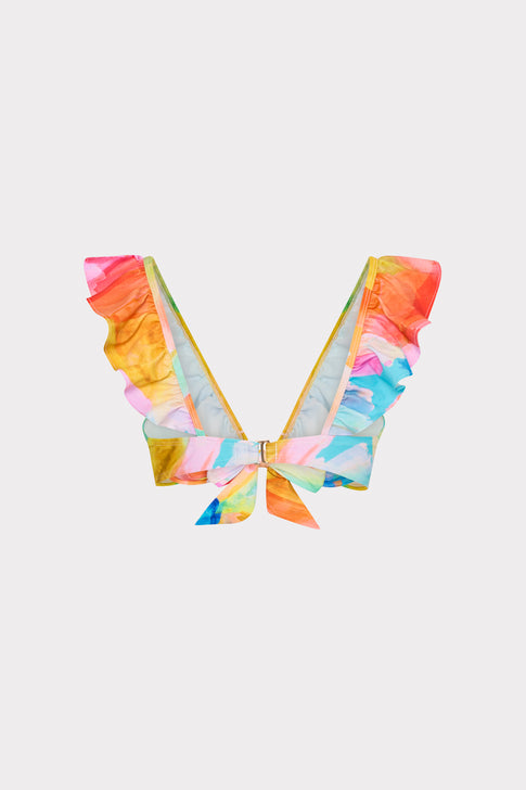 Watercolor Paint Stroke Ruffle Bikini Top Multi Image 4 of 4