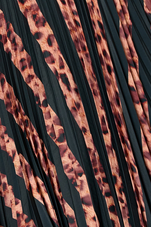 Otha Leopard Print Pleated Skirt Black/Brown Image 4 of 5