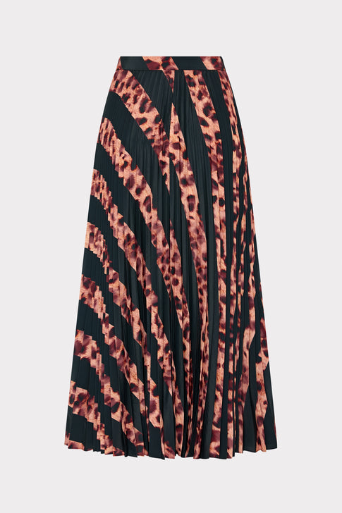 Otha Leopard Print Pleated Skirt Black/Brown Image 5 of 5