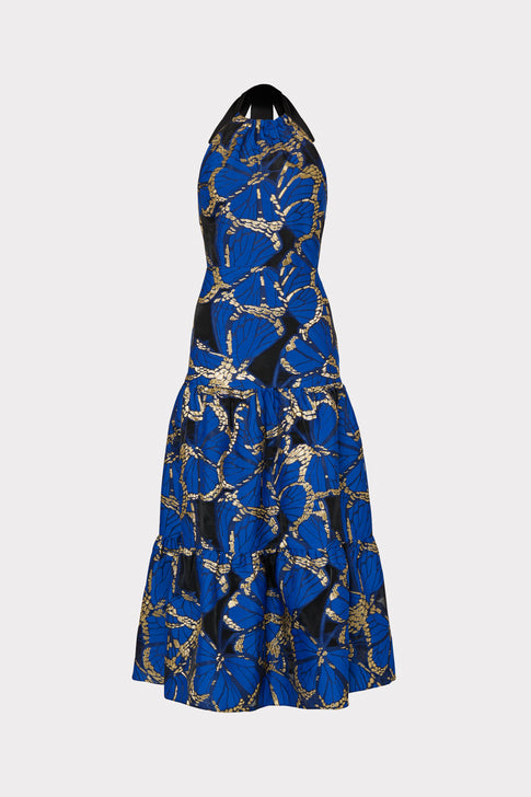 Hayden Butterfly Jacquard Dress Blue Multi Image 1 of 4
