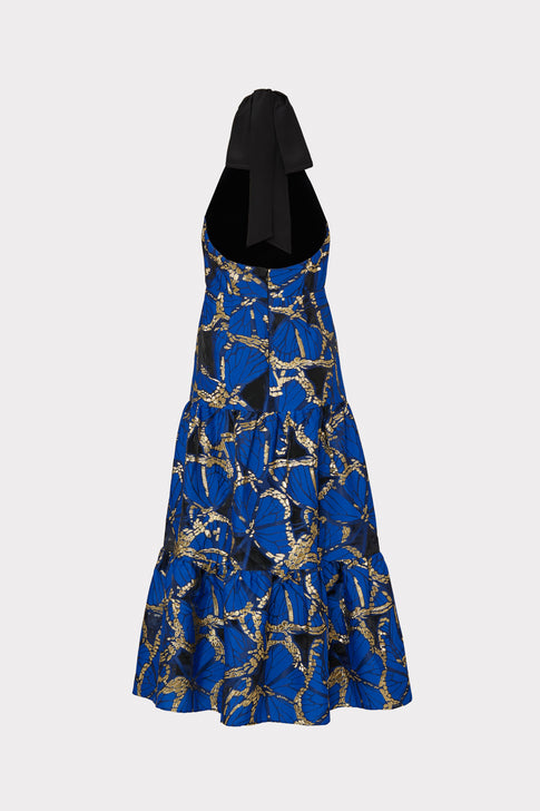 Hayden Butterfly Jacquard Dress Blue Multi Image 4 of 4