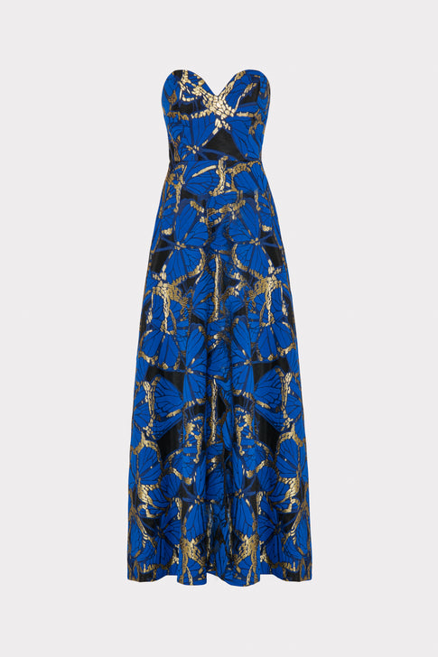 Roxy Butterfly Jacquard Gown Blue Multi Image 1 of 5