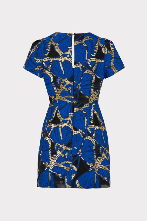Rowen Butterfly Jacquard Dress Blue Multi Image 4 of 4
