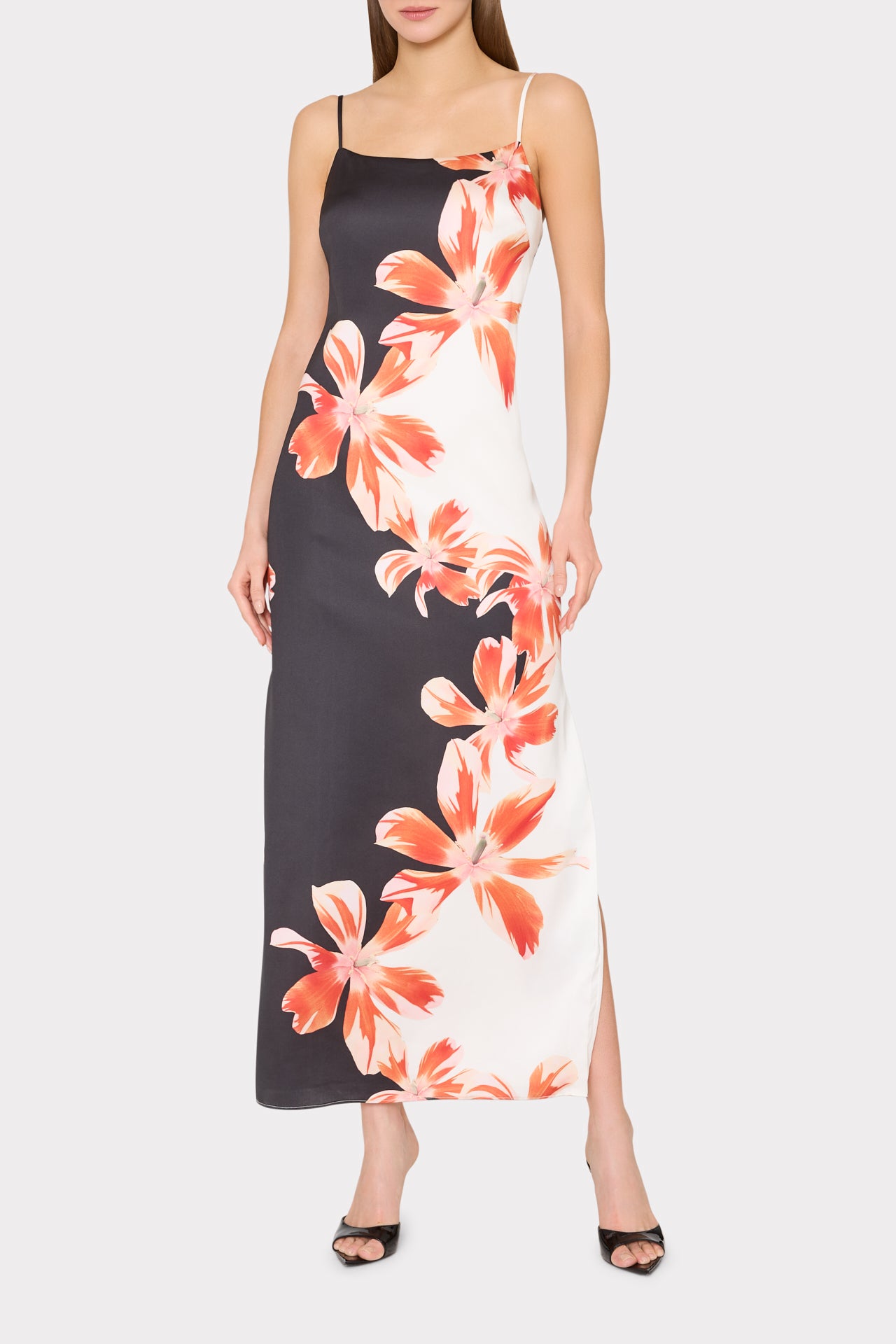 Lily Tropical Flame Dress in Black Multi