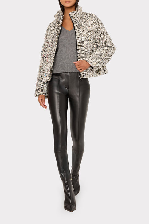 Hayes Sequin Tweed Puffer Black Multi Image 2 of 4