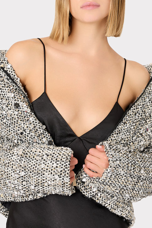 Hayes Sequin Tweed Puffer Black Multi Image 4 of 5