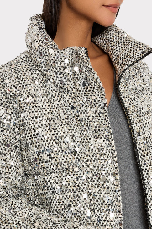 Hayes Sequin Tweed Puffer Black Multi Image 3 of 4
