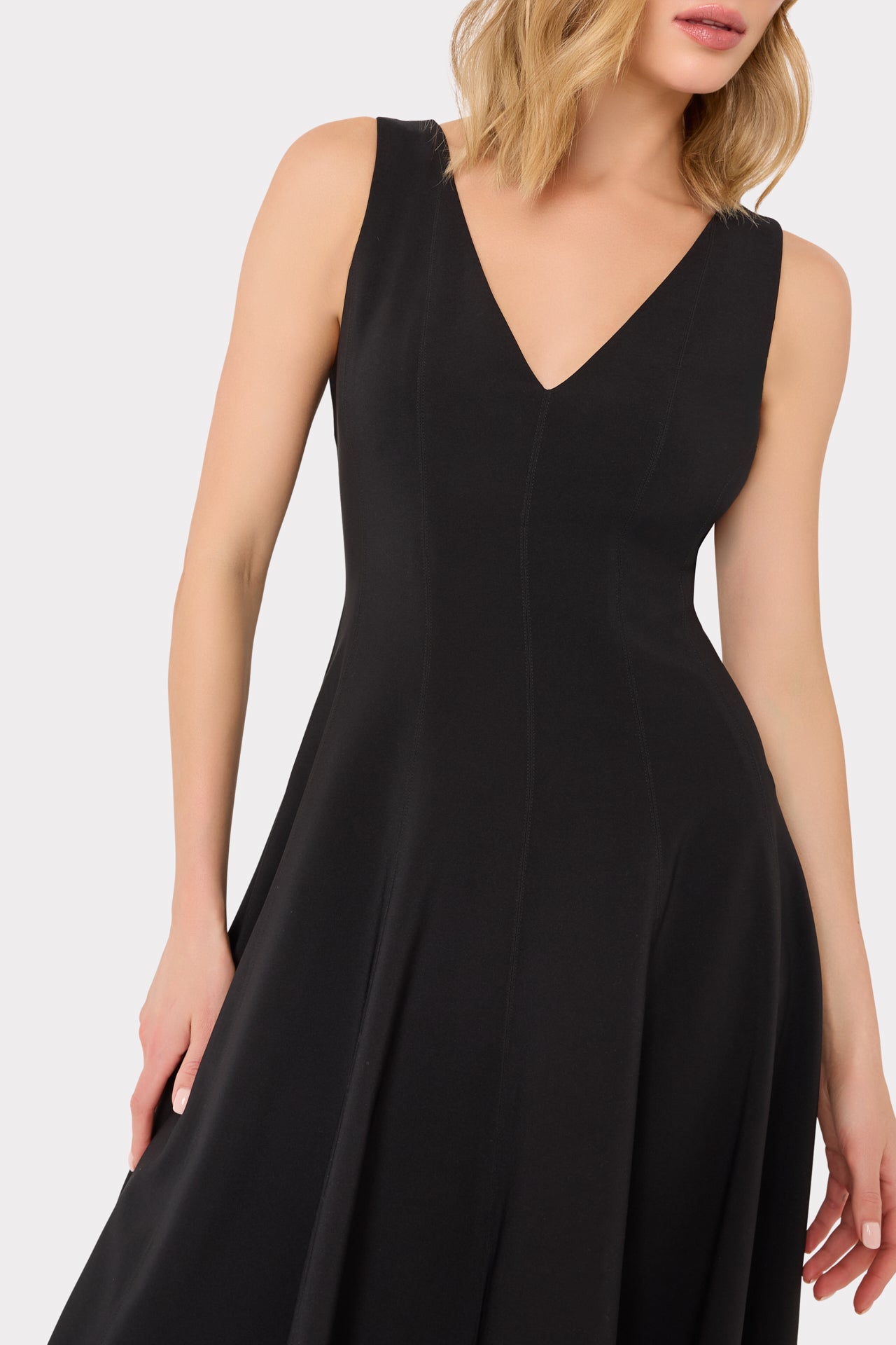 slim fit dress slacks Fit-And-Flare Cotton Midi Dress with Bow Black / 14 main image 1