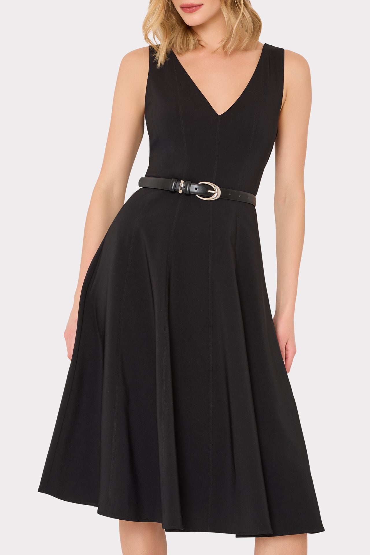 MILLY Linda Stretch Cady Midi Fit And Flare Midi Dress 2 MILLY Linda Stretch Cady Midi Fit And Flare Midi Dress 2
