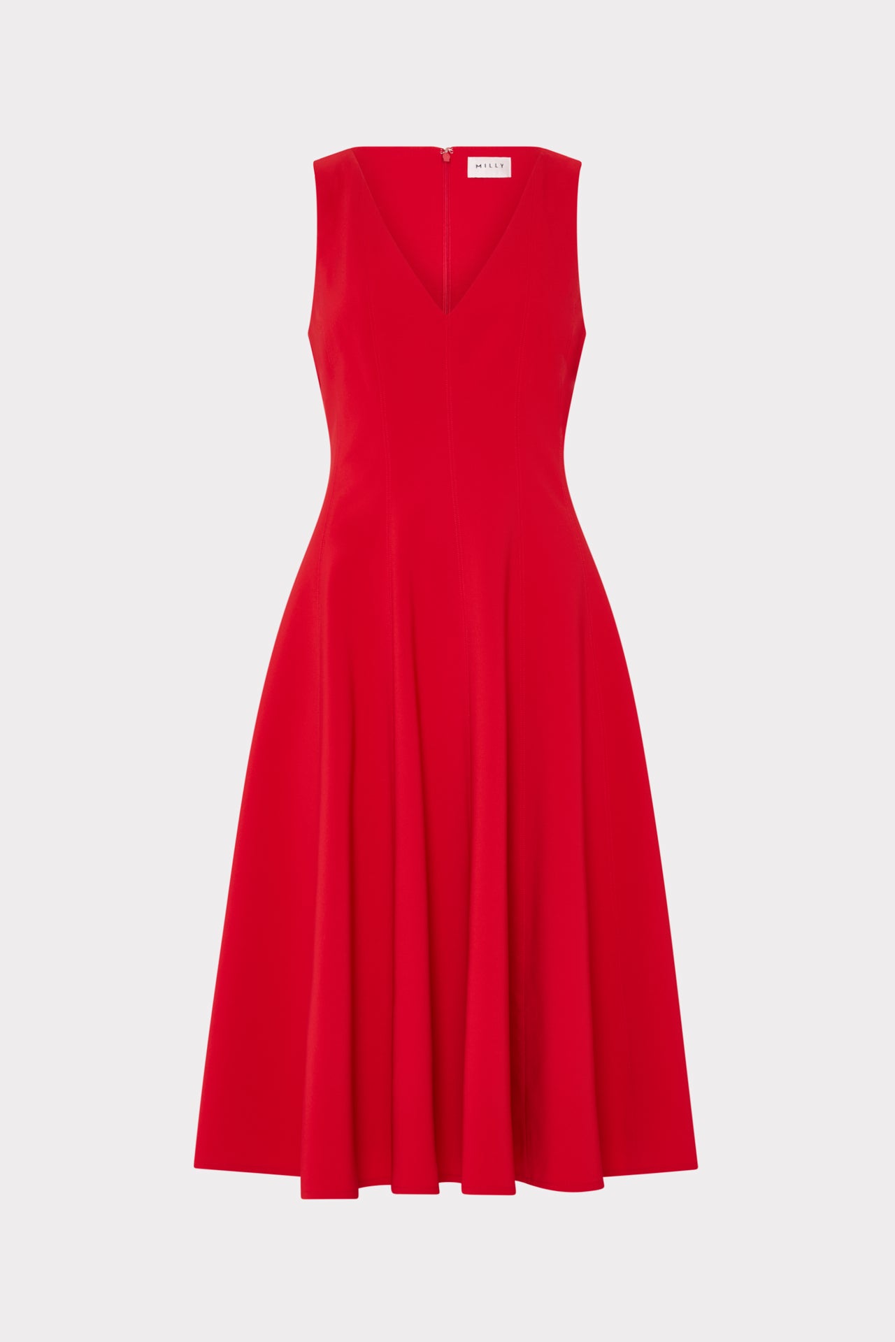 Linda Stretch Cady Midi Fit And Flare in Black
