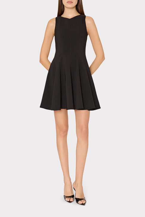 Black Designer Mini Dress - Full Length on Model | MILLY