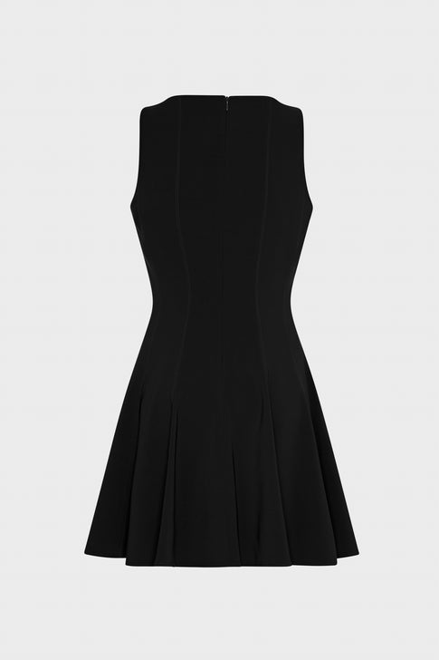 Black Sleeveless Mini Dress - Back Zipper View | MILLY