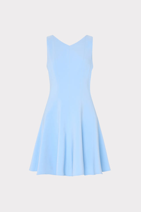 Sleeveless Stretch Cady Fit And Flare in Light Blue | MILLY